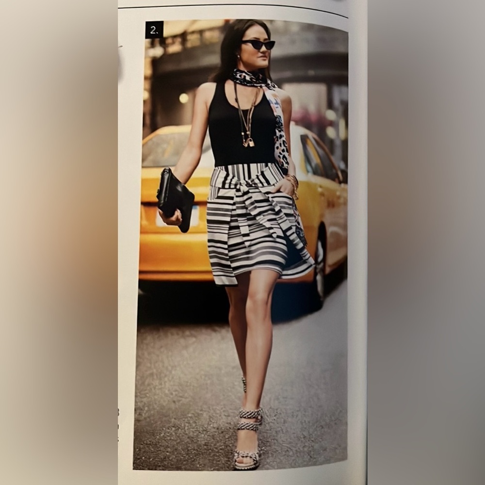 Cabi Striped Black and White Skirt
